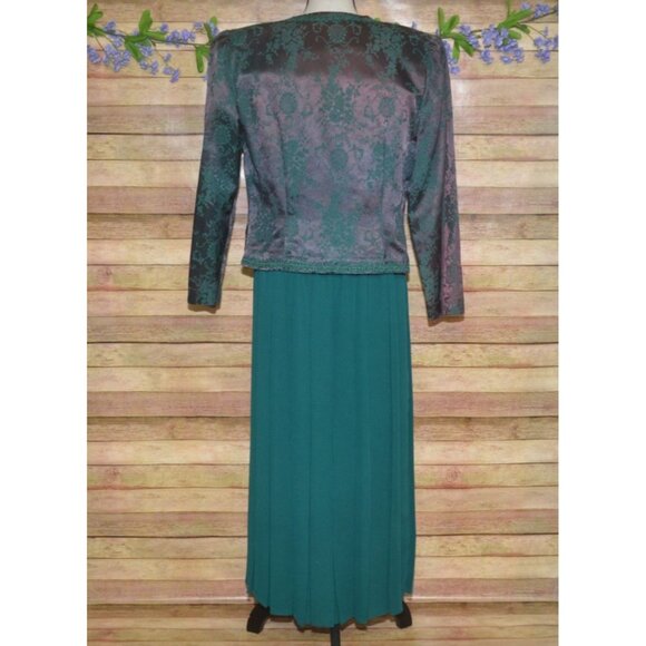 Vintage Nah Nah Collection Green Jacket & Maxi Dress Size M Jacquard Embroidered - Picture 8 of 14